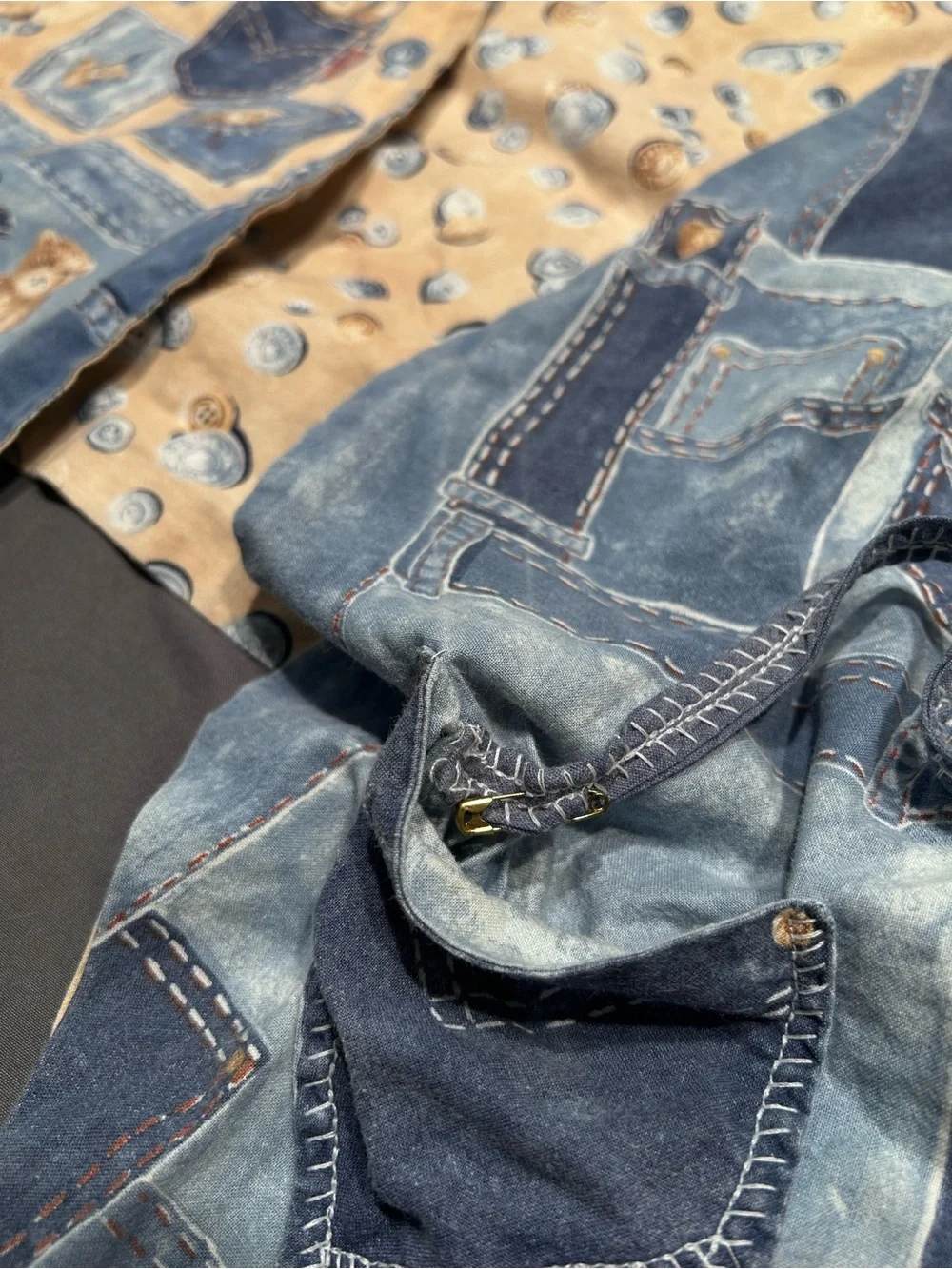 Vintage Handmade Blue & Tan Denim & Bear Themed Children’s Vest